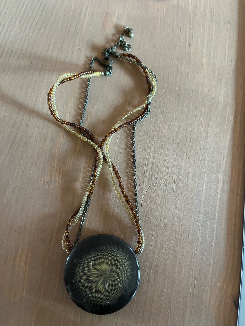 Bohemian fashion jewelry with extra large lightweight pendant glass beads copper